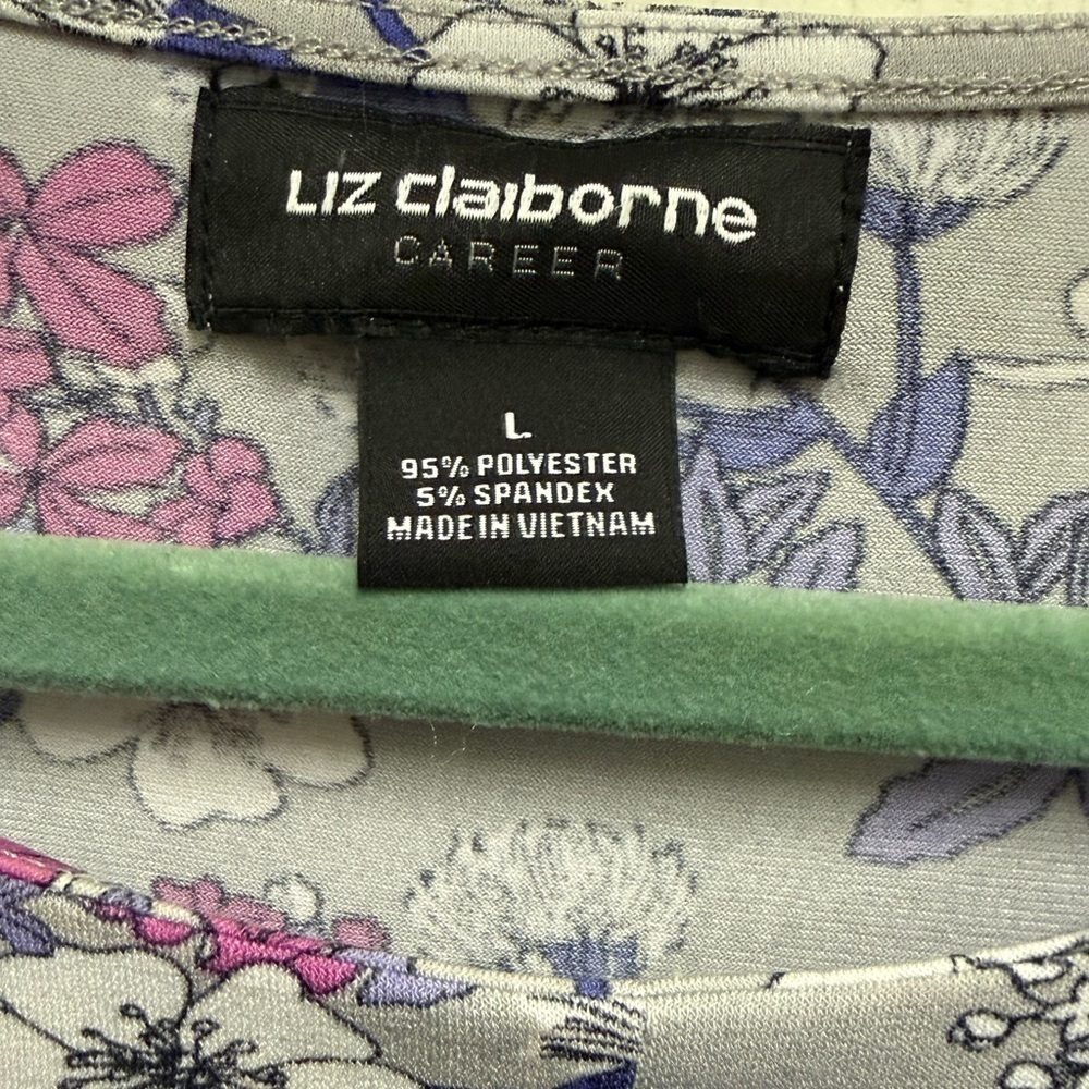 Liz Claiborne Women's Floral Top - Gray and Purple - Picture 2 of 3